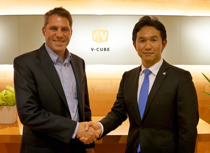 Scott Wharton, General Manager of Logitech’s Video Collaboration Group and Naoaki Mashita, CEO & founder of V-cube, Inc.